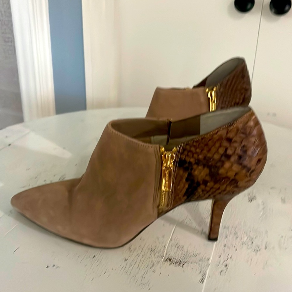 Michael Kors suede and snake embossed leather bootie/boots/shoes/heels 9.5